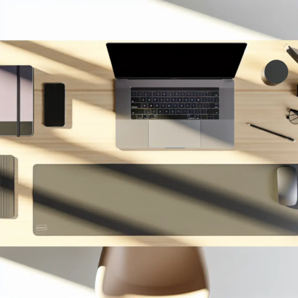 Luxe bureaumatten in verschillende neutrale kleuren op een bureau