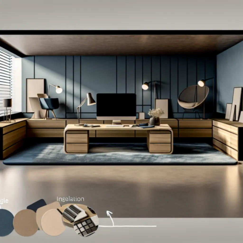 Moderne werkplek met een Deskavio DeskMat, monitorstand en accessoires in een minimalistische setting