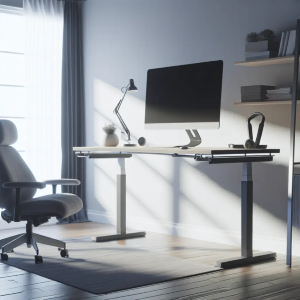 Ergonomische bureau-opstelling met Deskavio accessoires ter ondersteuning van productgebruik