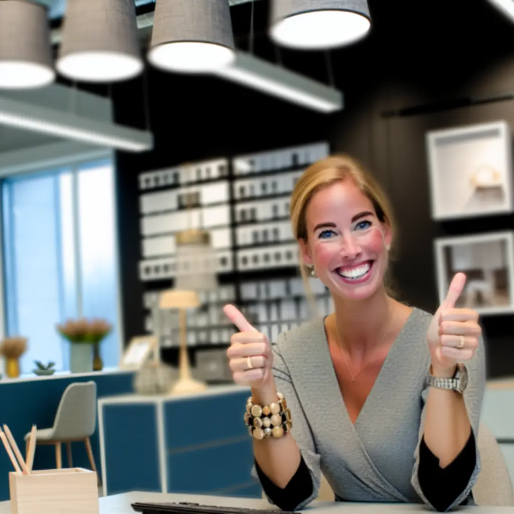Tevreden klant aan een opgeruimd bureau met Deskavio accessoires