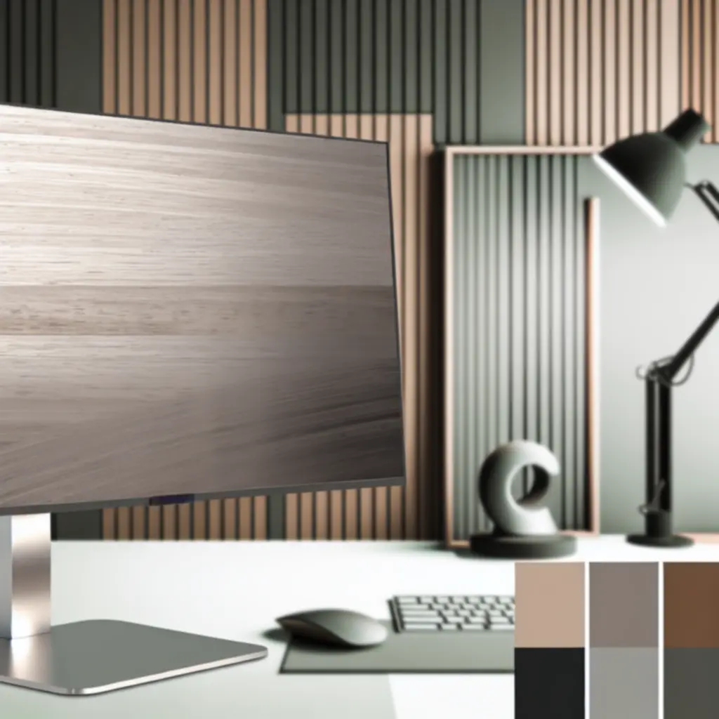 Uitgelichte Deskavio-stand met strak, minimalistisch design op een moderne werkplek